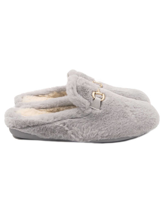 Adam's Shoes Winter Women's Slippers with Fur Gray
