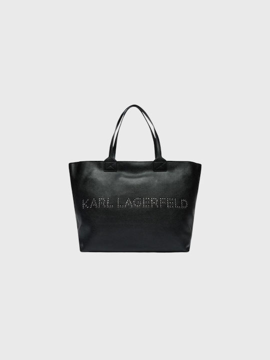Karl Lagerfeld Δερμάτινη Γυναικεία Τσάντα Tote Χειρός Μαύρη