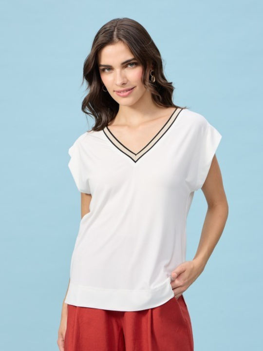 Passager Women's Blouse Short Sleeve with V Nec...