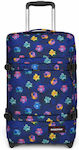 Eastpak Transit'r S Cabin Travel Suitcase Flower Blur Navy with 4 Wheels Height 51cm.