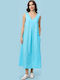 Sommer Midi Damenkleid Hellblau