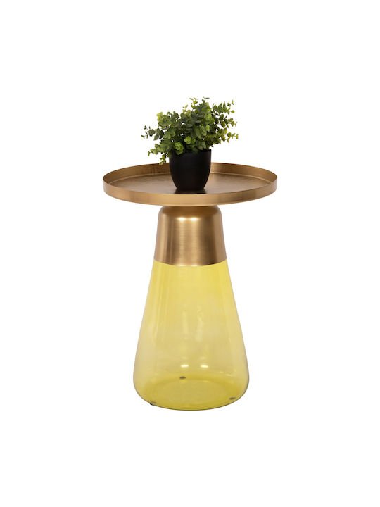 Rundes Beistelltisch Glas Grüner / Goldener M39,5xL39,5xH52cm