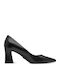 Leather Pointed Toe Black Medium Heels