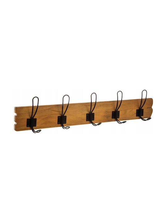 Atmosphera Κρεμάστρα Τοίχου Loft Ξύλινη 5 Θέσεων Καφέ 64x14x9.5cm