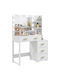 Wooden Makeup Dressing Table White with Mirror 100x40x138cm