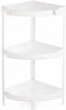 TnS Corner Wall Mounted Bathroom Shelf Metallic with 3 Shelves White