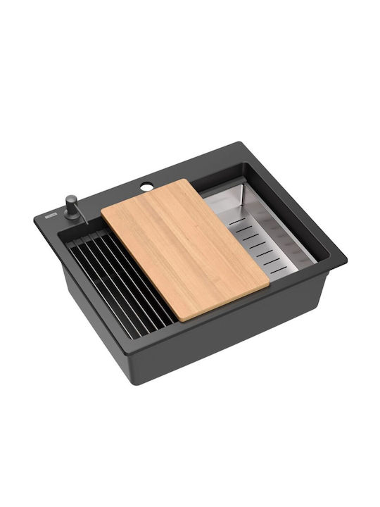Quadron Drop-In Spüle aus Verbundgranulat B59.5xT50cm Schwarz