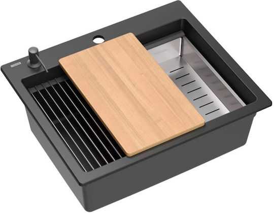 Quadron Drop-In Sink Synthetic Granite W59.5xD50cm Black