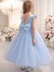 Kinderkleid Ärmellos Tüll Light Blue