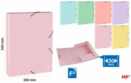 Folder with Elastic Band and Hard Cardboard 26 x 34 cm Spine 3cm Mp Pastel Salmon Pc114-01-01