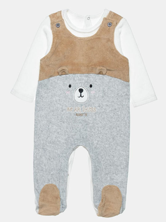 Alouette Baby Bodysuit Long-Sleeved Velvet Gray