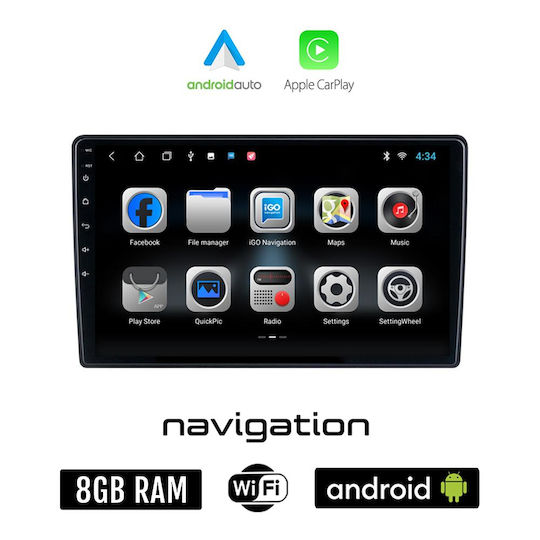 Ηχοσύστημα Αυτοκινήτου για Seat Arosa / Ibiza Skoda Octavia / Fabia / Superb Volkswagen Golf / Passat / Bora / Polo (Bluetooth/USB/WiFi/GPS/Apple-Carplay/Android-Auto) με Οθόνη Αφής 9"