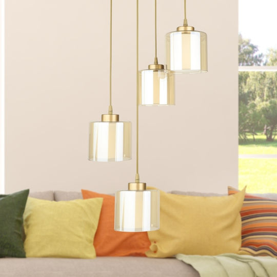 Megapap Kenedy Висящо Осветително Тяло Златист за 4 Крушки E27 35x35x100см.