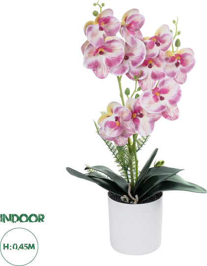 Globostar Orhidee Roz Artificială de Grădină 21077 Plantă Decorativă Orhidee Roz H45cm