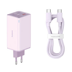 Baseus Încărcător GaN cu 2 Porturi USB-A și 2 Porturi USB-C și Cablu USB-C - USB-C 100W Violet (GaN6 Pro)