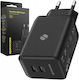 Spacecase Ladegerät ohne Kabel GaN mit 2 USB-A Anschlüsse 45W Stromlieferung / Schnellaufladung 3.0 Schwarzs (SC006B)