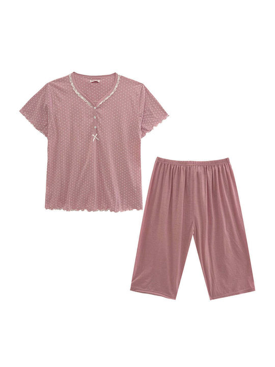 Ustyle Summer Women's Pyjama Set Cotton Pink