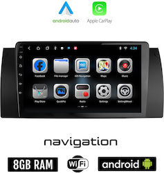 Car-Audiosystem für BMW E39 / Serie 5 (Bluetooth/USB/WiFi/GPS/Apple-Carplay/Android-Auto) mit Touchscreen 9"