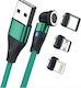 RealPower Плетена USB към Lightning / Type-C / micro USB Кабел Зелен 1м (439636)