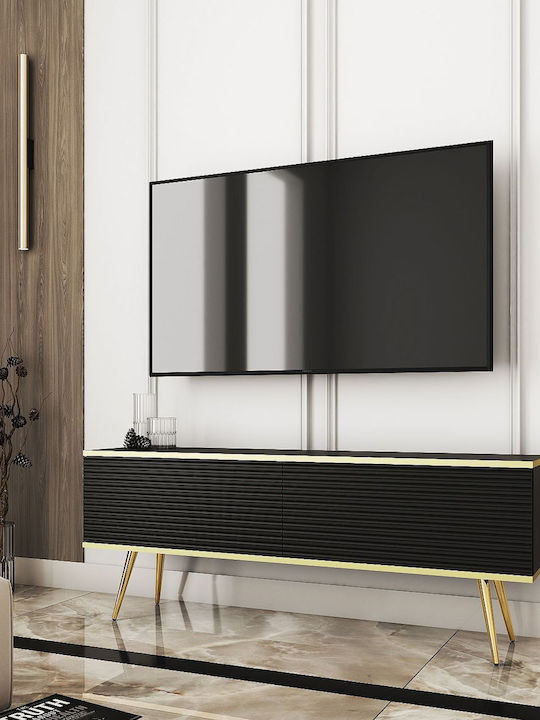 Έπιπλο Τηλεόρασης Ανθρακί / Χρυσό Μ135xΠ32xΥ53cm