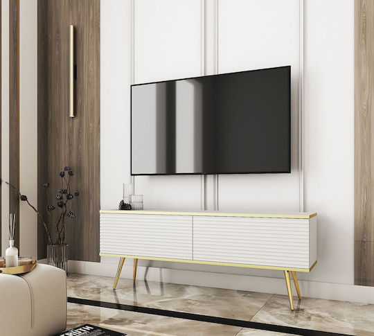 TV-Ständer Weiß / Gold M135xT32xH53cm