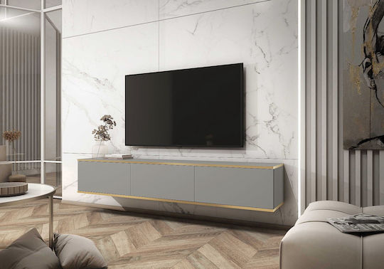 TV Stand Made of Metal and Wood Grey 175x32x30cm