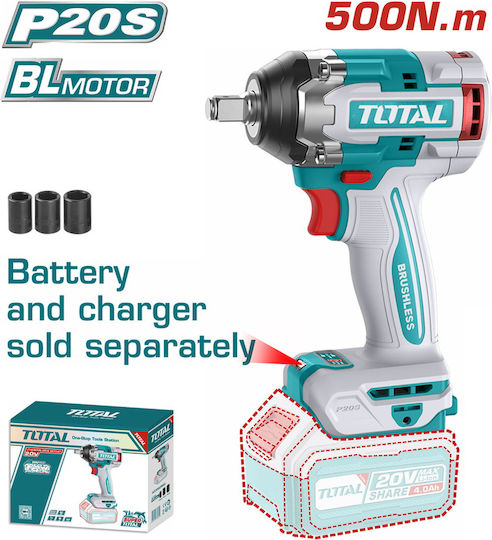 Total Brushless Impact Wrench Battery 20V Solo with Socket 1/2"