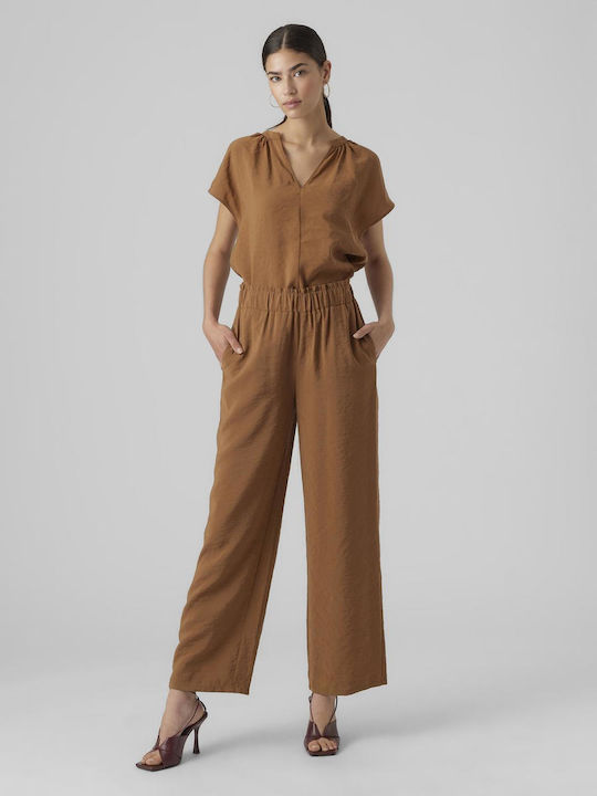 Vero Moda Γυναικείο Υφασμάτινο Παντελόνι Καφέ