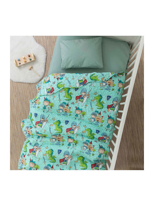 Borea Cotton Baby Quilt 110x140cm Turquoise