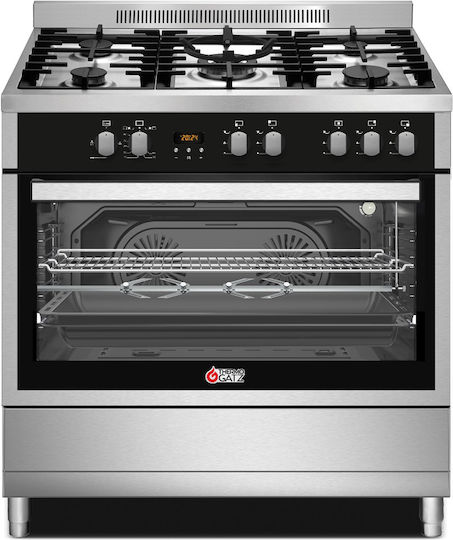 Thermogatz TGS PRO 2090 IX Erdgasherd 89Es mit Erdgas-Kochfeldern B89.8cm. Inox