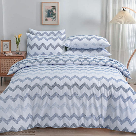 Casa Colori Set Dublu 4buc 140x200+30cm cu Elastic Zic Zac Gri