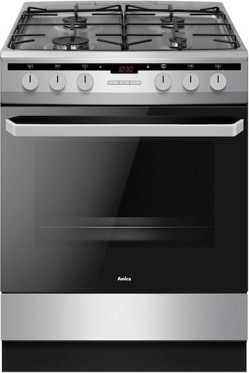 Amica 618GES2.33HZpTaF(Xx) Aragaz 65lt cu Plite pe Gaz Lichefiat L60cm. Inox