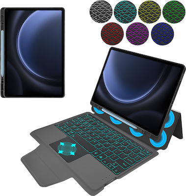 Techsuit Flip Cover with Keyboard Black Samsung Galaxy Tab S9 FE Plus