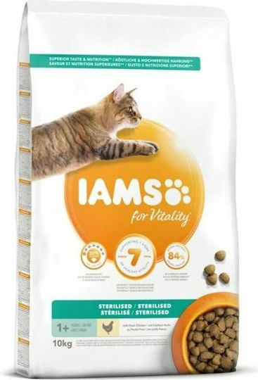 Iams for Vitality Dry Food Gluten-Free for Sterilized Cats with Chicken 10kg