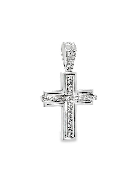 Women's Cross White Gold 14K Zircon St106971