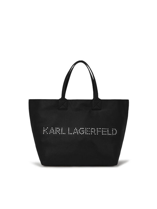 Karl Lagerfeld Дерматинена Дамска Чанта Tote За Ръка Черно