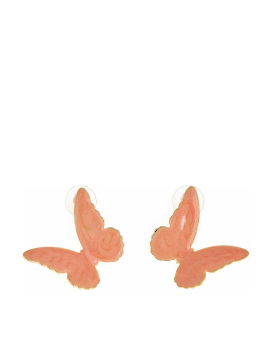 Sequoia Women's Hypoallergenic Enamel Butterfly Shape Earring Orange
