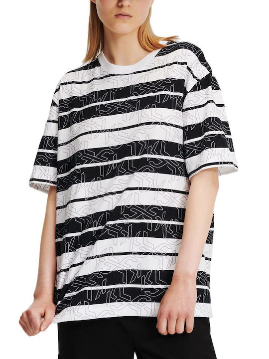 Karl Lagerfeld Femeie Tricou Cu dungi WHITE- BLACK