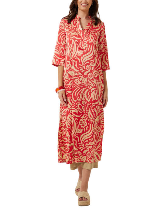 Enzzo Maxi Shirt Dress Dress Satin Coral