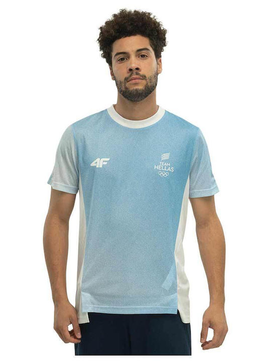 4F Men's Short Sleeve T-shirt Light Blue