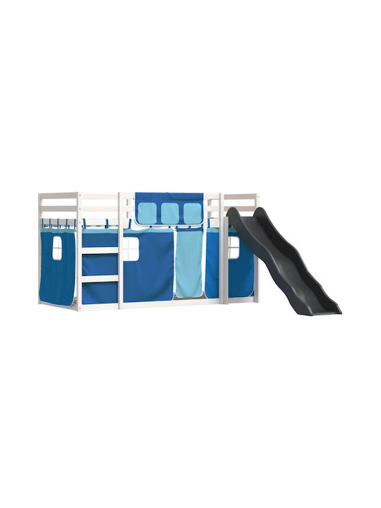 Pat pentru Copii Loft Bed Single Albastru pentr...