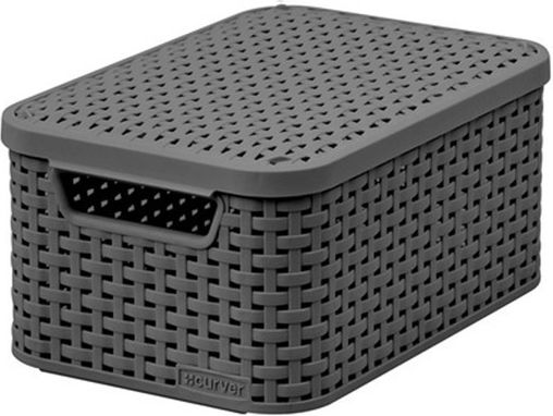 Curver Aufbewahrungskorb Rattan mit Deckel Gray 6Es 1Stück