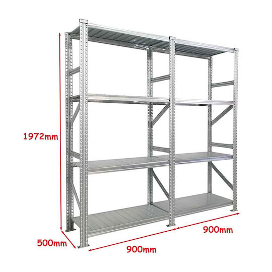 Green City International Dexions Verzinkt 180x50x197,2cm mit 4 Regalen