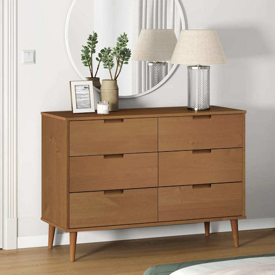 Comoda pentru Dormitor Molde cu 6 sertare Maro 113x40x80buc