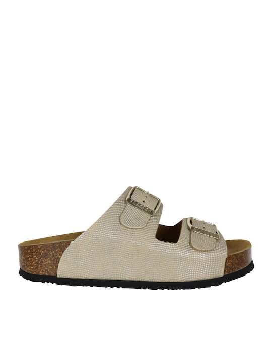 Plakton Leather Women's Flat Sandals Oro
