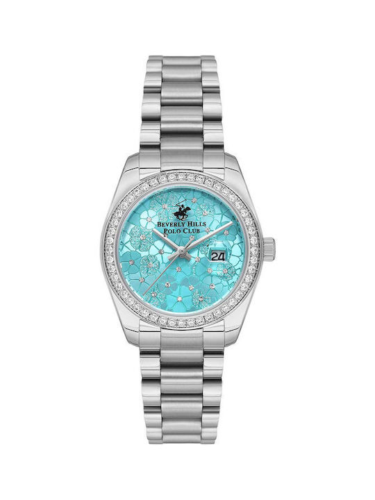 Beverly Hills Polo Club Crystals Uhr mit Silber Metallarmband