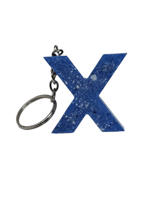 Cheiță cu monogramă handmade, detalii albastre și albe din sticlă lichidă, 5cm X 3cm