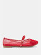 Ballerinas aus Netzstoff und Riemen 4265105-rot