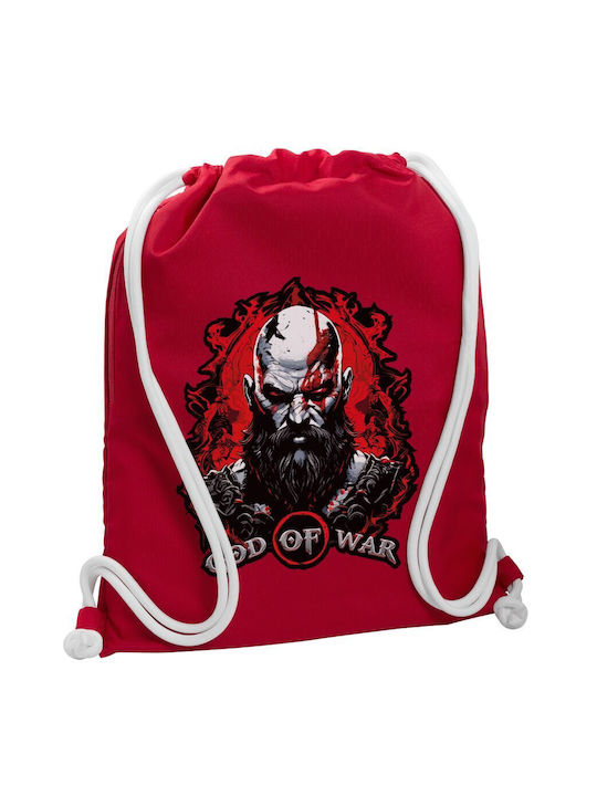 Rucsac God of War cu șnur, geantă de sport cu buzunar roșu, 40x48cm și șnururi groase