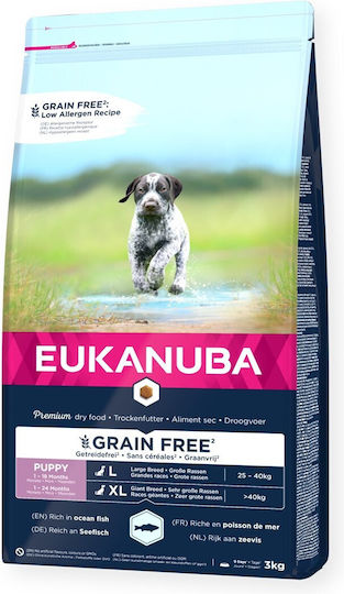 Eukanuba Breed 3kg Ξηρά Τροφή χωρίς Σιτηρά & Γλουτένη για Κουτάβια Μεγαλόσωμων Φυλών με Ψάρια